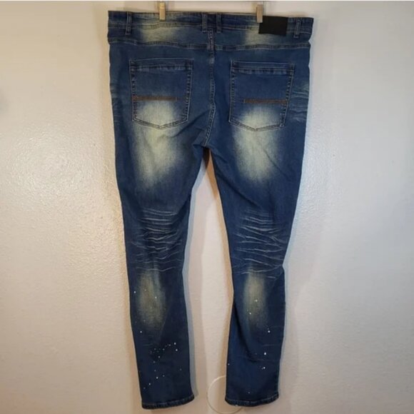 Switch Remarkable Slim Tapered Embroidered Distressed Painted Jeans - Picture 3 of 3